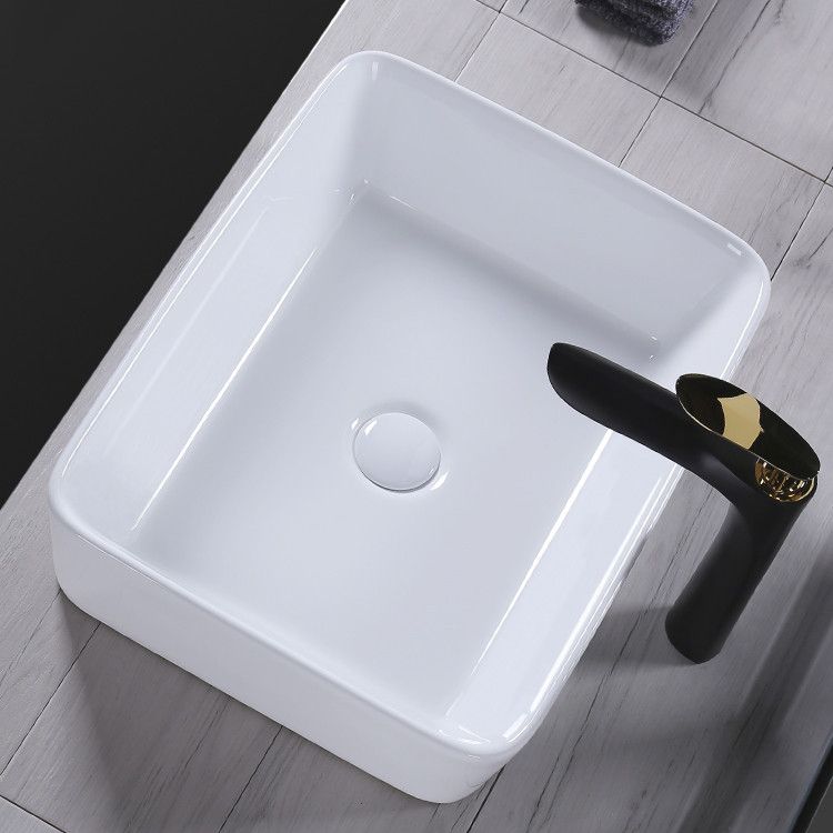 Modern Bathroom Sink Porcelain Rectangular Pop-Up Drain and Drain Assembly Basin Sink Clearhalo 'Bathroom Remodel & Bathroom Fixtures' 'Bathroom Sinks & Faucet Components' 'Bathroom Sinks' 'bathroom_sink' 'Home Improvement' 'home_improvement' 'home_improvement_bathroom_sink' 1200x1200_df3d8ba4-9e46-4efa-9e96-027d79bfa188