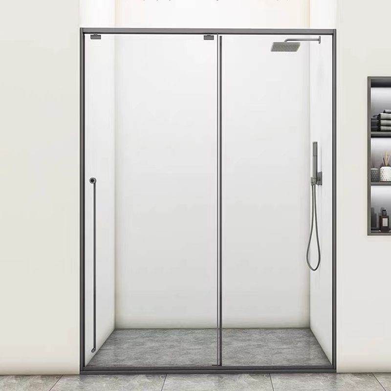 Single Sliding Gray Semi Frameless Shower Door Clear Shower Bath Door Clearhalo 'Bathroom Remodel & Bathroom Fixtures' 'Home Improvement' 'home_improvement' 'home_improvement_shower_tub_doors' 'Shower and Tub Doors' 'shower_tub_doors' 'Showers & Bathtubs' 1200x1200_df562944-45fe-41a7-8832-9524ace8d4dd