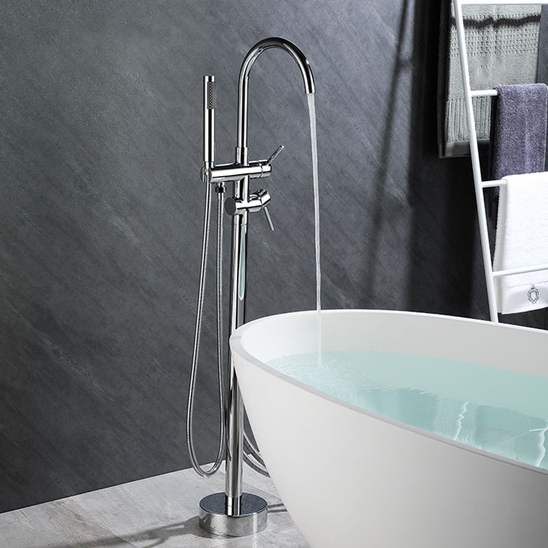 Floor Mounted Freestanding Bathtub Faucet Modern Style Metal Freestanding Faucet Clearhalo 'Bathroom Remodel & Bathroom Fixtures' 'Bathtub Faucets' 'bathtub_faucets' 'Home Improvement' 'home_improvement' 'home_improvement_bathtub_faucets' 1200x1200_df58c05c-800e-4241-a1ca-eb3445707d39