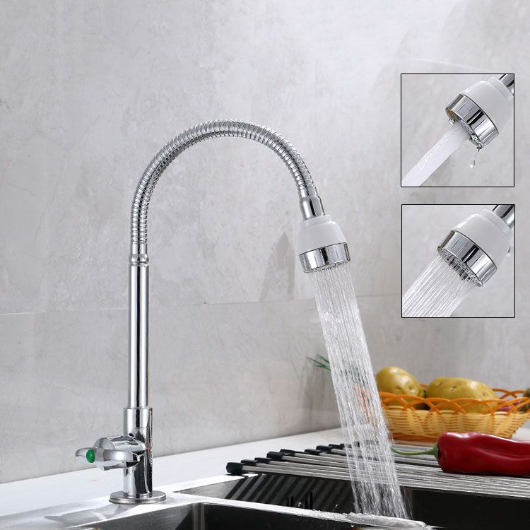 Modern 1-Hold Kitchen Faucet Single Handle Water Faucet in Chrome Clearhalo 'Home Improvement' 'home_improvement' 'home_improvement_kitchen_faucets' 'Kitchen Faucets' 'Kitchen Remodel & Kitchen Fixtures' 'Kitchen Sinks & Faucet Components' 'kitchen_faucets' 1200x1200_df7501b1-02c3-46ee-b819-5039bb98220c