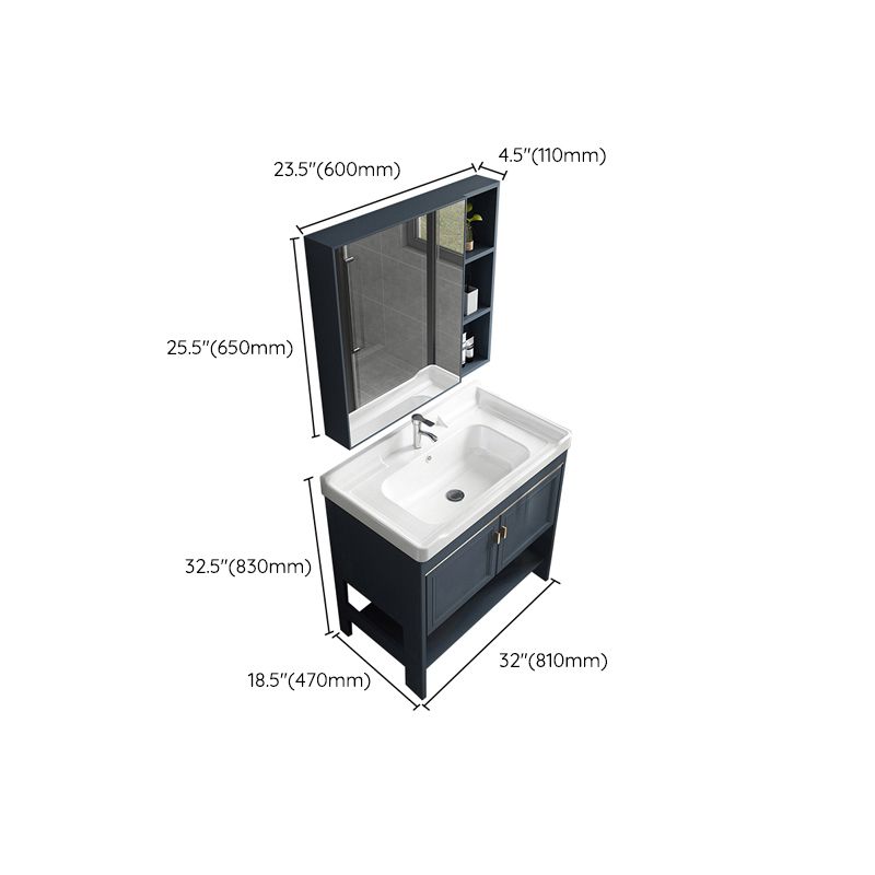 Modern Single Blue Sink Vanity Freestanding Metal Base Bath Vanity Clearhalo 'Bathroom Remodel & Bathroom Fixtures' 'Bathroom Vanities' 'bathroom_vanities' 'Home Improvement' 'home_improvement' 'home_improvement_bathroom_vanities' 1200x1200_dfbe5069-657a-45a5-bb2b-6f366046fdbd