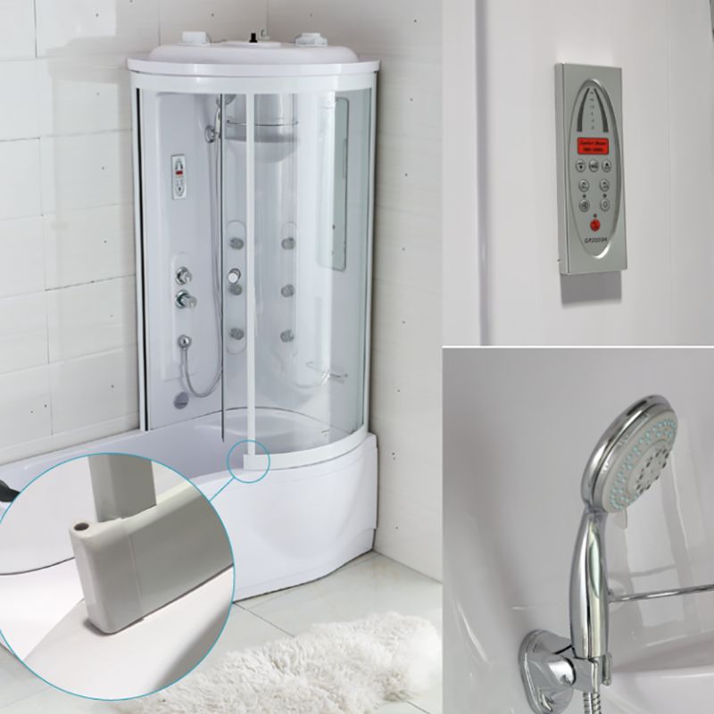 Rounded Tub & Shower Kit Clear Tempered Glass Tub & Shower Kit with Base Kit Clearhalo 'Bathroom Remodel & Bathroom Fixtures' 'Home Improvement' 'home_improvement' 'home_improvement_shower_stalls_enclosures' 'Shower Stalls & Enclosures' 'shower_stalls_enclosures' 'Showers & Bathtubs' 1200x1200_dfbf98dd-b81c-4249-8f93-3f28e08a493a