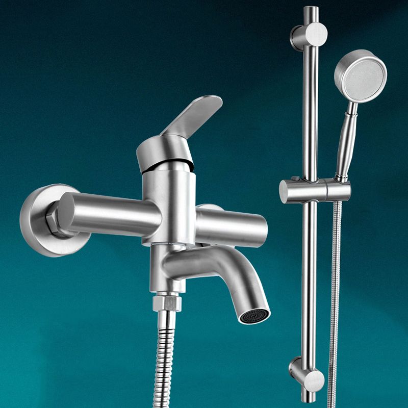 Modern Bathtub Faucet 304 Stainless Steel Swivel Spout Wall Mounted Tub Faucet Trim Clearhalo 'Bathroom Remodel & Bathroom Fixtures' 'Bathtub Faucets' 'bathtub_faucets' 'Home Improvement' 'home_improvement' 'home_improvement_bathtub_faucets' 1200x1200_dfd34972-c733-41a1-8a19-1f555b956e71