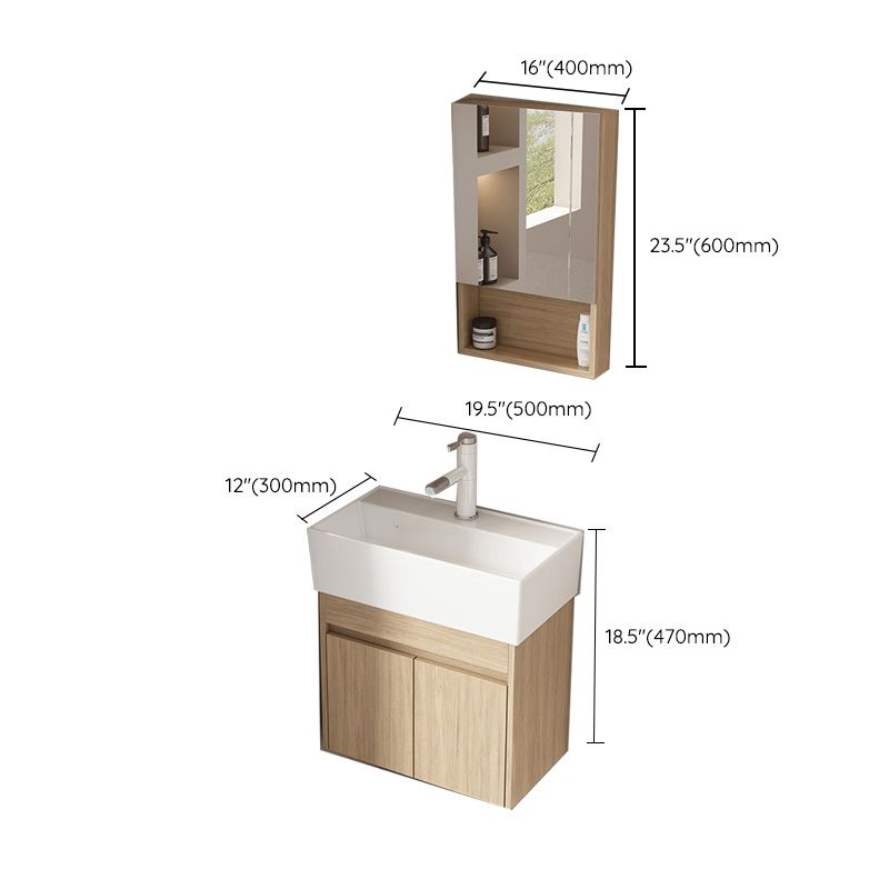 Basic Wooden Sink Vanity Wall-Mounted Vanity Cabinet with Mirror Cabinet Clearhalo 'Bathroom Remodel & Bathroom Fixtures' 'Bathroom Vanities' 'bathroom_vanities' 'Home Improvement' 'home_improvement' 'home_improvement_bathroom_vanities' 1200x1200_dff271d7-2c6f-4ef5-81fe-f5b1eb0dac96