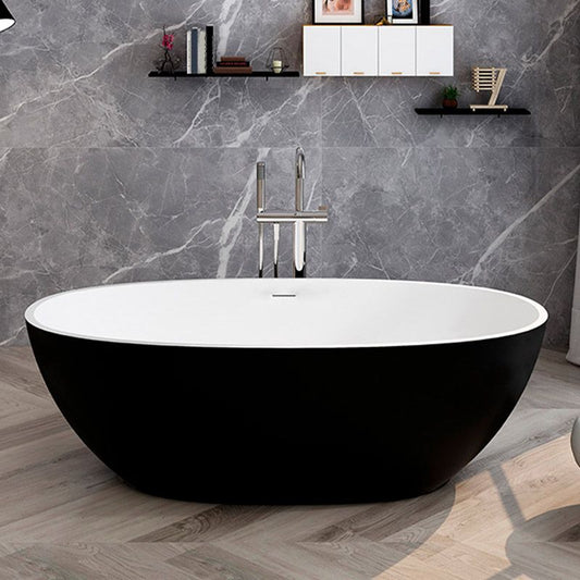 Modern Ellipse Stone Bathtub Freestand Soaking Bathtub with Drain Bath Tub Clearhalo 'Bathroom Remodel & Bathroom Fixtures' 'Bathtubs' 'Home Improvement' 'home_improvement' 'home_improvement_bathtubs' 'Showers & Bathtubs' 1200x1200_e010a952-5c89-4b7c-803b-c1a1b08ee410