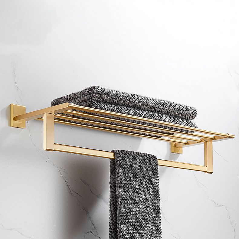 Golden Modern 5-Piece Bathroom Accessory Set Brushed Brass Towel Bar/Paper Holder Clearhalo 'Bathroom Hardware Sets' 'Bathroom Hardware' 'Bathroom Remodel & Bathroom Fixtures' 'bathroom_hardware_sets' 'Home Improvement' 'home_improvement' 'home_improvement_bathroom_hardware_sets' 1200x1200_e0150a3e-9af0-4cd9-8e3e-dec2b65770b3