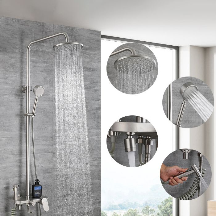 Modern Shower System Stainless Steel Adjustable Shower Head Shower Combo Clearhalo 'Bathroom Remodel & Bathroom Fixtures' 'Home Improvement' 'home_improvement' 'home_improvement_shower_faucets' 'Shower Faucets & Systems' 'shower_faucets' 'Showers & Bathtubs Plumbing' 'Showers & Bathtubs' 1200x1200_e02b1235-0da2-423b-9a51-0de48be97286