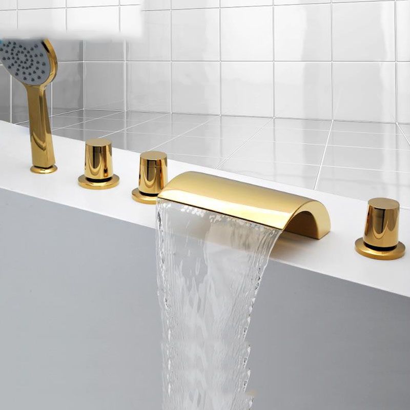 Modern Waterfall Spout Tub Faucet Bathroom Low Arc Bathtub Faucet Clearhalo 'Bathroom Remodel & Bathroom Fixtures' 'Bathtub Faucets' 'bathtub_faucets' 'Home Improvement' 'home_improvement' 'home_improvement_bathtub_faucets' 1200x1200_e05fc6bd-97ee-4e30-8bb8-299980f50996