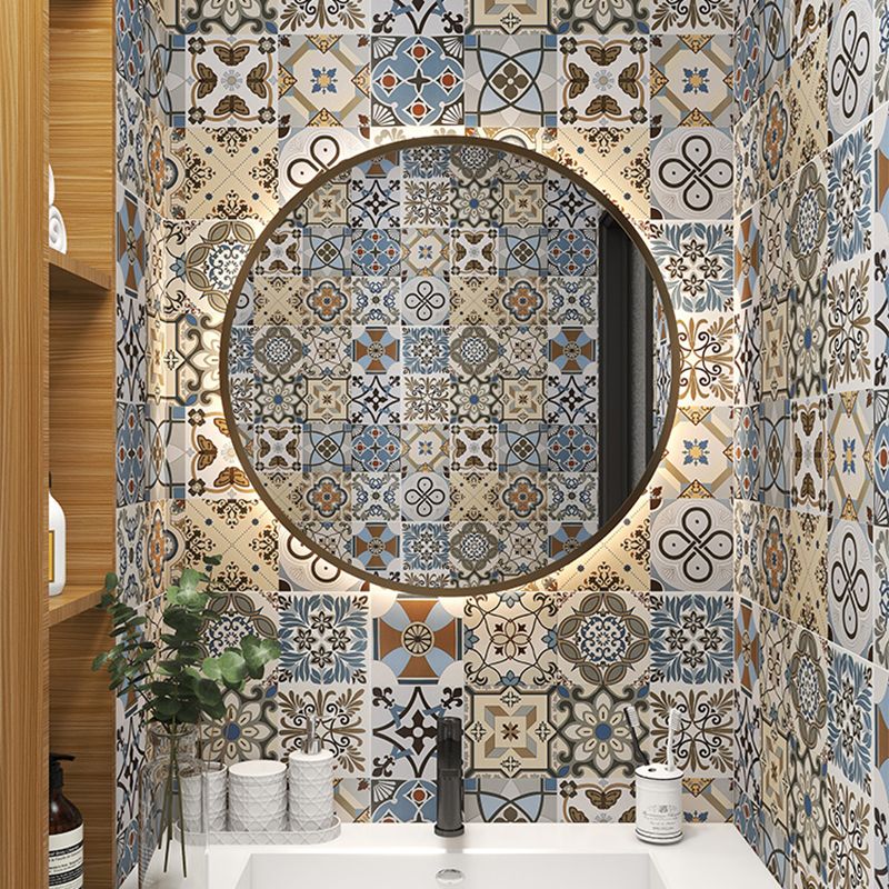 Morocco Square Tile Flower Pattern Singular Tile for Bathroom Clearhalo 'Floor Tiles & Wall Tiles' 'floor_tiles_wall_tiles' 'Flooring 'Home Improvement' 'home_improvement' 'home_improvement_floor_tiles_wall_tiles' Walls and Ceiling' 1200x1200_e075abf2-1114-442d-aa28-de449c75899a