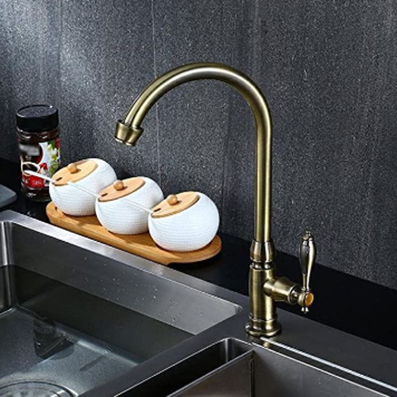 Traditional 2-Function Kitchen Faucet 1-Handle 1-Hole Faucet in Bronze Clearhalo 'Home Improvement' 'home_improvement' 'home_improvement_kitchen_faucets' 'Kitchen Faucets' 'Kitchen Remodel & Kitchen Fixtures' 'Kitchen Sinks & Faucet Components' 'kitchen_faucets' 1200x1200_e08149d3-cc52-4544-b828-bff6d2fe5755