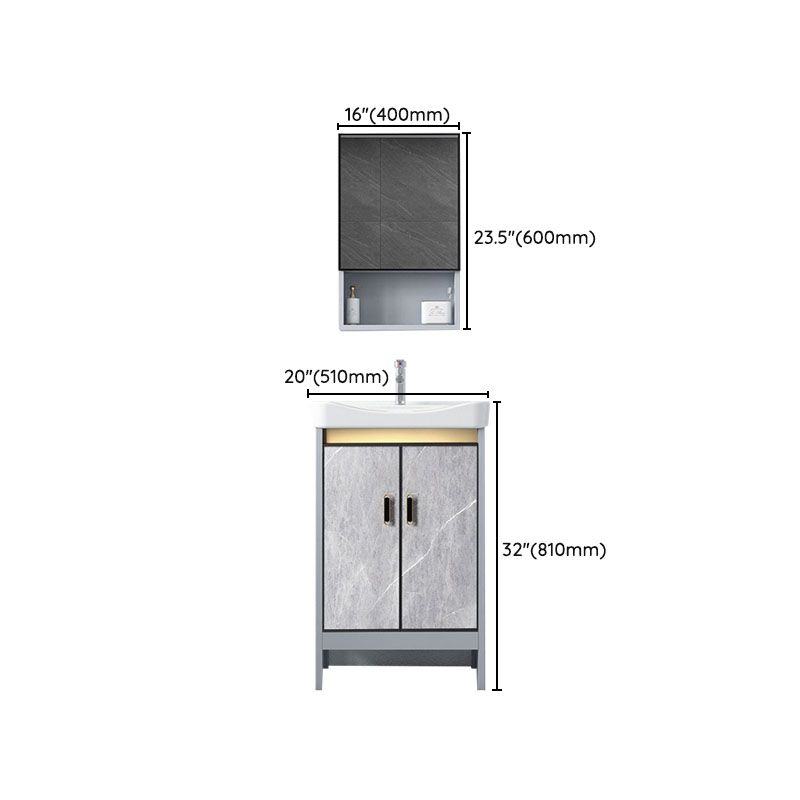 Modern Freestanding Vanity Sink Metal Bathroom Vanity Cabinet with Mirror Cabinet Clearhalo 'Bathroom Remodel & Bathroom Fixtures' 'Bathroom Vanities' 'bathroom_vanities' 'Home Improvement' 'home_improvement' 'home_improvement_bathroom_vanities' 1200x1200_e09082e4-4685-41c3-acee-11fe5a6cf9f1