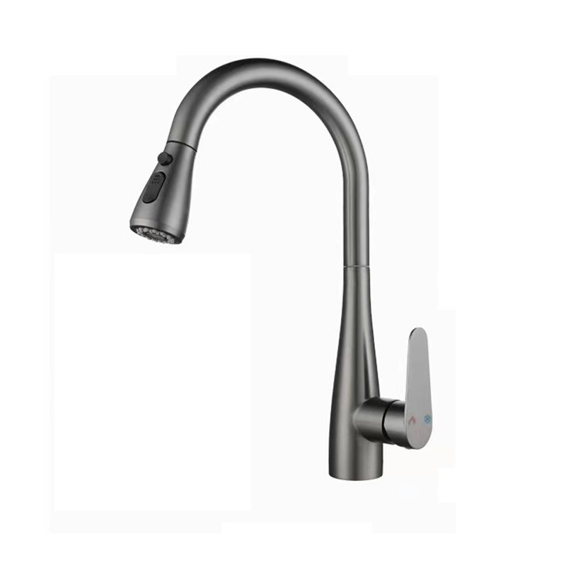 Pull down Kitchen Faucet Single Handle Faucet with Pull out Sprayer Clearhalo 'Home Improvement' 'home_improvement' 'home_improvement_kitchen_faucets' 'Kitchen Faucets' 'Kitchen Remodel & Kitchen Fixtures' 'Kitchen Sinks & Faucet Components' 'kitchen_faucets' 1200x1200_e09e3c1e-19d0-4f64-81c9-08d106fc404b
