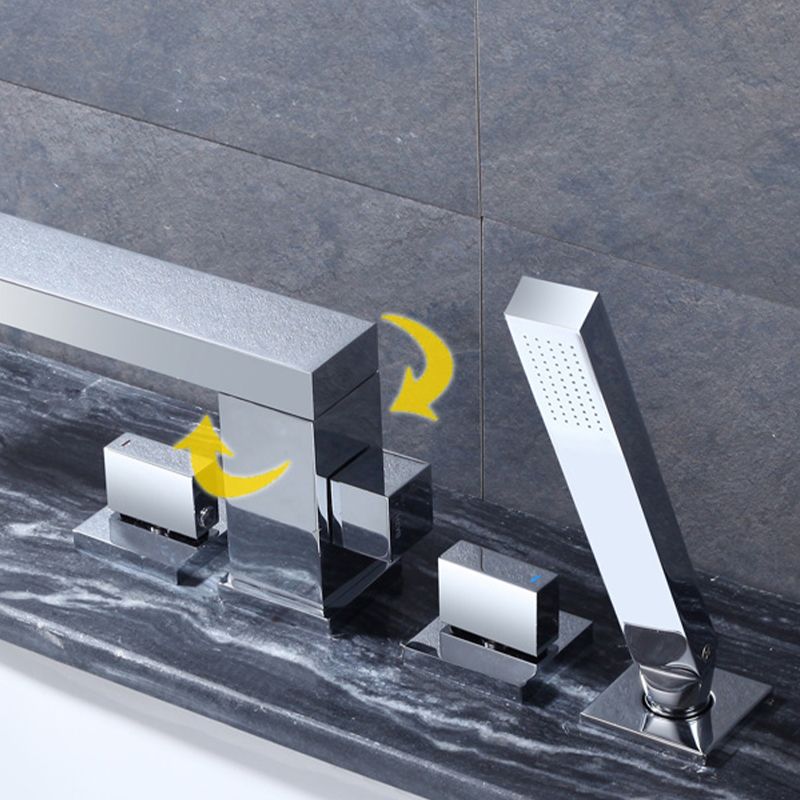 Modern Deck Mounted Low Arc Roman Tub Faucet Copper Roman Tub Faucet Set Clearhalo 'Bathroom Remodel & Bathroom Fixtures' 'Bathtub Faucets' 'bathtub_faucets' 'Home Improvement' 'home_improvement' 'home_improvement_bathtub_faucets' 1200x1200_e09fbe26-24ea-4c72-b033-50df2a5442e4