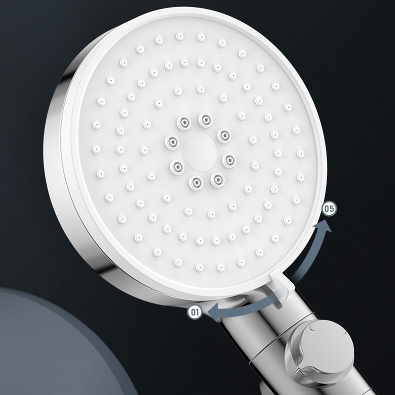 Contemporary Handheld Shower Head Round Shower Head Combo in Silver Clearhalo 'Bathroom Remodel & Bathroom Fixtures' 'Home Improvement' 'home_improvement' 'home_improvement_shower_heads' 'Shower Heads' 'shower_heads' 'Showers & Bathtubs Plumbing' 'Showers & Bathtubs' 1200x1200_e0b1818a-1214-408c-ae95-31fc3c693e56