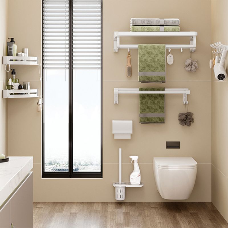 Modern Bathroom Hardware Set Towel Bar White Bath Shelf Bath Hardware Set Clearhalo 'Bathroom Hardware Sets' 'Bathroom Hardware' 'Bathroom Remodel & Bathroom Fixtures' 'bathroom_hardware_sets' 'Home Improvement' 'home_improvement' 'home_improvement_bathroom_hardware_sets' 1200x1200_e0cbf6c6-3a56-40af-9cc7-b0914d4b432d