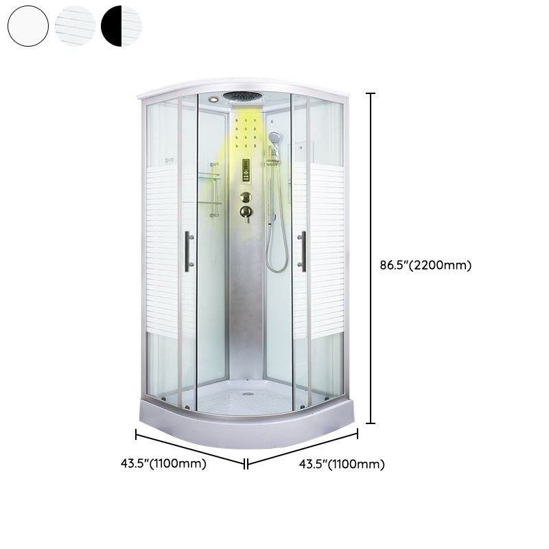 Tempered White Shower Kit Framed Double Sliding Rounded Shower Stall Clearhalo 'Bathroom Remodel & Bathroom Fixtures' 'Home Improvement' 'home_improvement' 'home_improvement_shower_stalls_enclosures' 'Shower Stalls & Enclosures' 'shower_stalls_enclosures' 'Showers & Bathtubs' 1200x1200_e0d7fbf1-5dc9-4c96-b6c7-6caa435f7137
