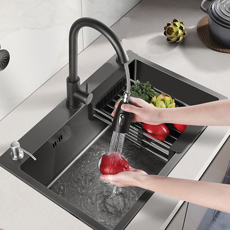 Contemporary Kitchen Sink Stainless Steel Colorfast Drop-In Kitchen Sink Clearhalo 'Home Improvement' 'home_improvement' 'home_improvement_kitchen_sinks' 'Kitchen Remodel & Kitchen Fixtures' 'Kitchen Sinks & Faucet Components' 'Kitchen Sinks' 'kitchen_sinks' 1200x1200_e0dca221-498e-4551-a386-424c5e499606