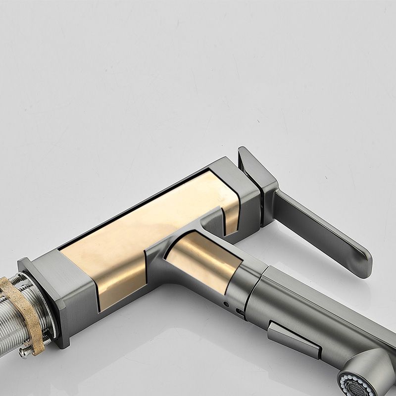 Modern Brass Sink Faucet Centerset Bathroom Faucet with Water Hose Clearhalo 'Bathroom Remodel & Bathroom Fixtures' 'Bathroom Sink Faucets' 'Bathroom Sinks & Faucet Components' 'bathroom_sink_faucets' 'Home Improvement' 'home_improvement' 'home_improvement_bathroom_sink_faucets' 1200x1200_e0f56f44-c4a9-4373-8148-18bd974970ba