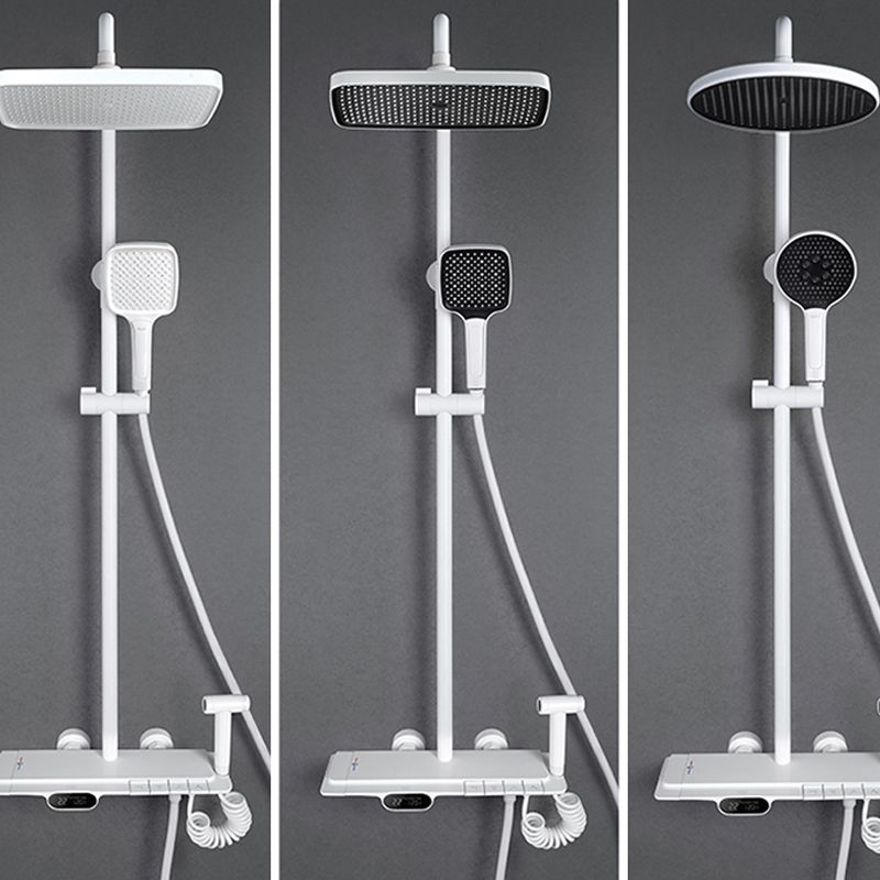 White Shower Set Digital Display Piano Keys Storage Shower Set Bathroom Clearhalo 'Bathroom Remodel & Bathroom Fixtures' 'Home Improvement' 'home_improvement' 'home_improvement_shower_faucets' 'Shower Faucets & Systems' 'shower_faucets' 'Showers & Bathtubs Plumbing' 'Showers & Bathtubs' 1200x1200_e0fafe9f-c888-43cf-9d7a-412c0cfde2ba