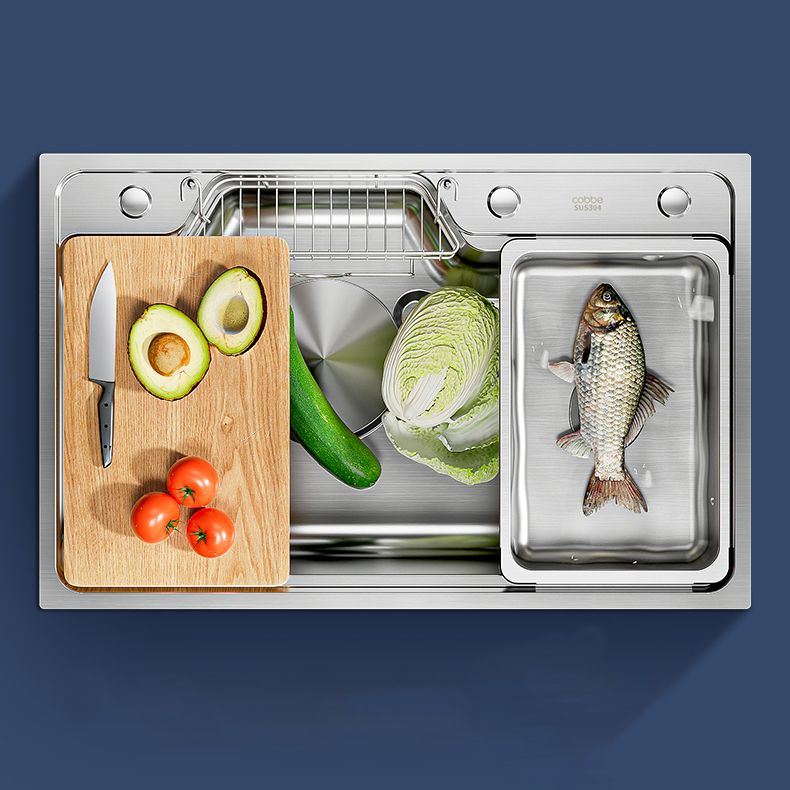 Contemporary Style Kitchen Sink Stainless Steel Drop-In Rustproof Kitchen Sink Clearhalo 'Home Improvement' 'home_improvement' 'home_improvement_kitchen_sinks' 'Kitchen Remodel & Kitchen Fixtures' 'Kitchen Sinks & Faucet Components' 'Kitchen Sinks' 'kitchen_sinks' 1200x1200_e105693a-fd0f-4bdb-9569-2b919061960b