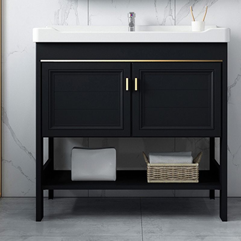 Shelving Included Bath Vanity Set Mirror Freestanding Vanity Set with Single Sink Clearhalo 'Bathroom Remodel & Bathroom Fixtures' 'Bathroom Vanities' 'bathroom_vanities' 'Home Improvement' 'home_improvement' 'home_improvement_bathroom_vanities' 1200x1200_e11d0a13-4720-4935-b430-d4f4ec1060fc