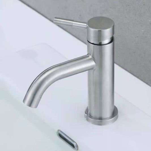 Stainless Steel Bathroom Faucet Chrome Lever Handle Sink Faucet with 1 Hole Clearhalo 'Bathroom Remodel & Bathroom Fixtures' 'Bathroom Sink Faucets' 'Bathroom Sinks & Faucet Components' 'bathroom_sink_faucets' 'Home Improvement' 'home_improvement' 'home_improvement_bathroom_sink_faucets' 1200x1200_e138bd1f-4a01-4edd-9fc6-05ff2c238341