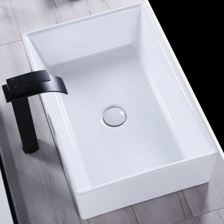 Modern Bathroom Sink Porcelain Rectangular Pop-Up Drain and Drain Assembly Basin Sink Clearhalo 'Bathroom Remodel & Bathroom Fixtures' 'Bathroom Sinks & Faucet Components' 'Bathroom Sinks' 'bathroom_sink' 'Home Improvement' 'home_improvement' 'home_improvement_bathroom_sink' 1200x1200_e152c1d7-3169-4566-a94c-cf46be623c3b