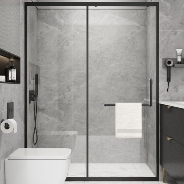 Metal Frame Single Sliding Shower Doors Modern Transparent Shower Shower Bath Door Clearhalo 'Bathroom Remodel & Bathroom Fixtures' 'Home Improvement' 'home_improvement' 'home_improvement_shower_tub_doors' 'Shower and Tub Doors' 'shower_tub_doors' 'Showers & Bathtubs' 1200x1200_e16f26f5-aace-41b3-a8f5-47b456a19067