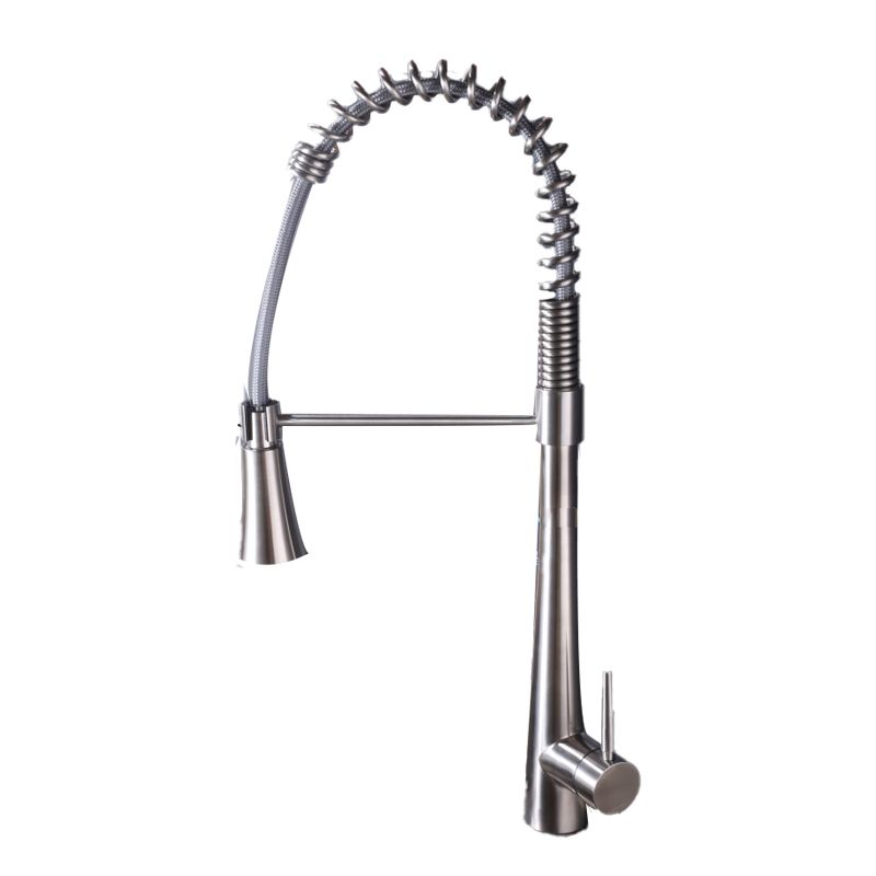 Contemporary Kitchen Faucet Pull down Sprayer Standard Bar Faucet in Silver Clearhalo 'Home Improvement' 'home_improvement' 'home_improvement_kitchen_faucets' 'Kitchen Faucets' 'Kitchen Remodel & Kitchen Fixtures' 'Kitchen Sinks & Faucet Components' 'kitchen_faucets' 1200x1200_e18f62ee-e446-41be-a642-a002a667bd1b