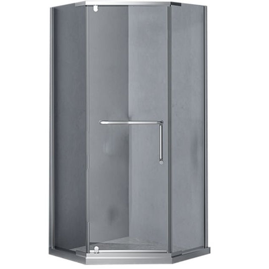 Narrow Edge Semi Frameless Pivot Shower Door Tempered Glass Shower Door Clearhalo 'Bathroom Remodel & Bathroom Fixtures' 'Home Improvement' 'home_improvement' 'home_improvement_shower_tub_doors' 'Shower and Tub Doors' 'shower_tub_doors' 'Showers & Bathtubs' 1200x1200_e192181a-5626-4313-ad4e-98ce136799df