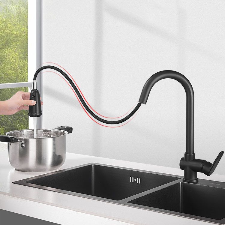Gooseneck Kitchen Bar Faucet Swivel Spout No Sensor Bar Faucet with Pull down Sprayer Clearhalo 'Home Improvement' 'home_improvement' 'home_improvement_kitchen_faucets' 'Kitchen Faucets' 'Kitchen Remodel & Kitchen Fixtures' 'Kitchen Sinks & Faucet Components' 'kitchen_faucets' 1200x1200_e1b902ff-71fd-4aa5-a1fc-4684a97473ae