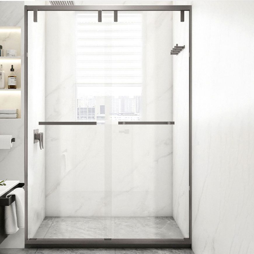 Semi-frameless Double Sliding Shower Door, One-line Shower Room Partition Clearhalo 'Bathroom Remodel & Bathroom Fixtures' 'Home Improvement' 'home_improvement' 'home_improvement_shower_tub_doors' 'Shower and Tub Doors' 'shower_tub_doors' 'Showers & Bathtubs' 1200x1200_e1cfa429-5cf6-44e0-b71f-d60bcd725a80