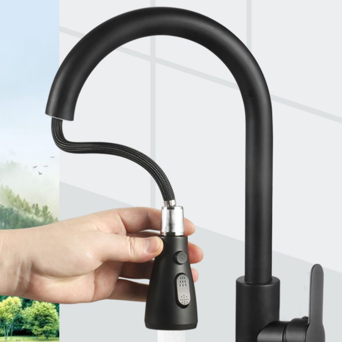 Modern Style Kitchen Faucet 304 Stainless Steel High Arc Pull Down Kitchen Faucet Clearhalo 'Home Improvement' 'home_improvement' 'home_improvement_kitchen_faucets' 'Kitchen Faucets' 'Kitchen Remodel & Kitchen Fixtures' 'Kitchen Sinks & Faucet Components' 'kitchen_faucets' 1200x1200_e1d8ac90-fbd2-446b-b247-533b6f977b96