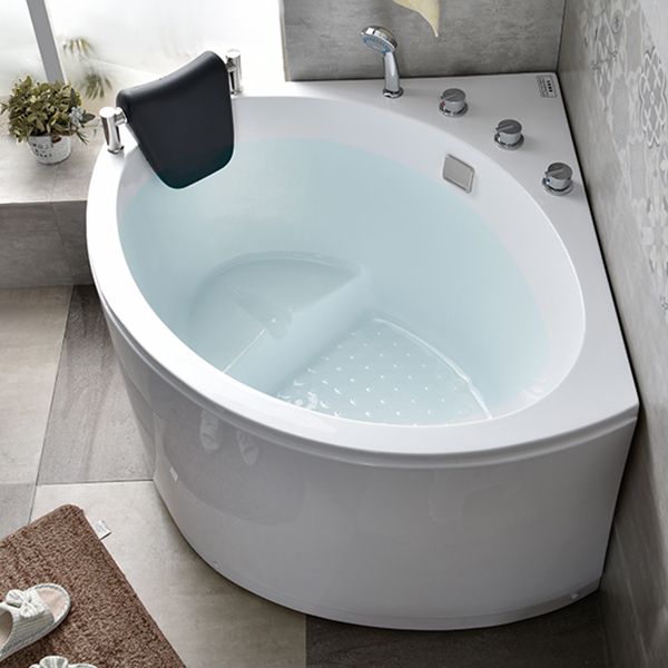 Corner Acrylic Bathtub Soaking White Modern Back to Wall Bath Clearhalo 'Bathroom Remodel & Bathroom Fixtures' 'Bathtubs' 'Home Improvement' 'home_improvement' 'home_improvement_bathtubs' 'Showers & Bathtubs' 1200x1200_e1defecb-744a-4344-9ab1-36c9af9f0af2