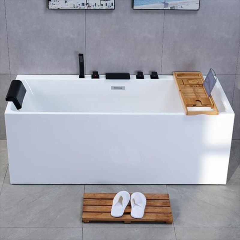 White Freestanding Bath Soaking Acrylic Rectangular Modern Bathtub (Board not Included) Clearhalo 'Bathroom Remodel & Bathroom Fixtures' 'Bathtubs' 'Home Improvement' 'home_improvement' 'home_improvement_bathtubs' 'Showers & Bathtubs' 1200x1200_e1df9304-92fe-4f9e-bcca-48b189d49f5c
