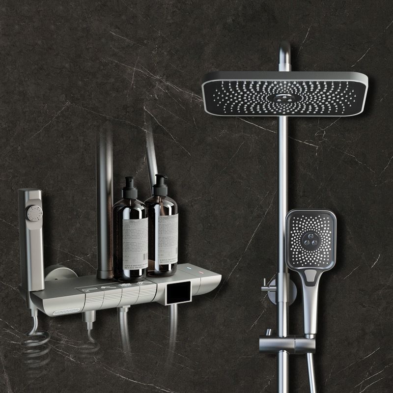 Modern Brass Shower System with Valve Adjustable Spray Pattern Shower Combo Clearhalo 'Bathroom Remodel & Bathroom Fixtures' 'Home Improvement' 'home_improvement' 'home_improvement_shower_faucets' 'Shower Faucets & Systems' 'shower_faucets' 'Showers & Bathtubs Plumbing' 'Showers & Bathtubs' 1200x1200_e1e95f3c-cb51-415b-b14b-a3cb77d943b9