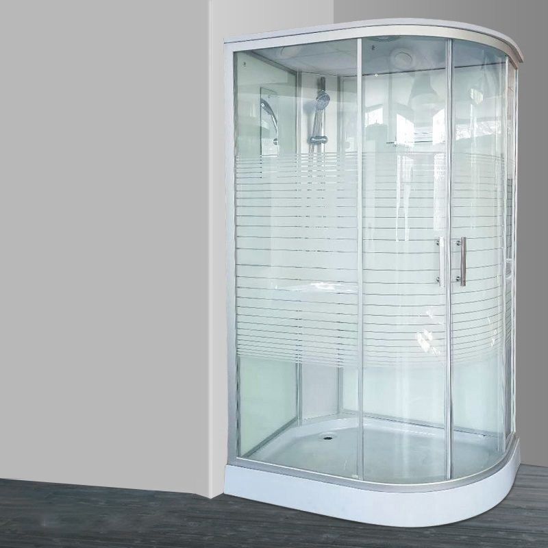 Linear Sliding Striped Shower Enclosure Metal Framed Shower Enclosure Clearhalo 'Bathroom Remodel & Bathroom Fixtures' 'Home Improvement' 'home_improvement' 'home_improvement_shower_stalls_enclosures' 'Shower Stalls & Enclosures' 'shower_stalls_enclosures' 'Showers & Bathtubs' 1200x1200_e203e6d7-fbc8-443e-abda-3f50ceff310a