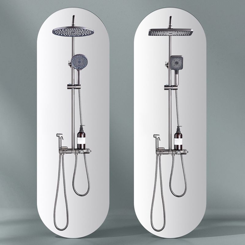 Contemporary Round and Square Shower System Wall Mounted Shower Set Clearhalo 'Bathroom Remodel & Bathroom Fixtures' 'Home Improvement' 'home_improvement' 'home_improvement_shower_faucets' 'Shower Faucets & Systems' 'shower_faucets' 'Showers & Bathtubs Plumbing' 'Showers & Bathtubs' 1200x1200_e21b3094-13c1-48b9-ab28-366e578dc5b4