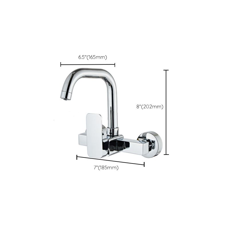 Modern Wall Mounted Single Handle Kitchen Faucet Metal Faucet in Chrome Clearhalo 'Home Improvement' 'home_improvement' 'home_improvement_kitchen_faucets' 'Kitchen Faucets' 'Kitchen Remodel & Kitchen Fixtures' 'Kitchen Sinks & Faucet Components' 'kitchen_faucets' 1200x1200_e21d6eb3-fd63-4460-b19d-e4c5333ed4ce