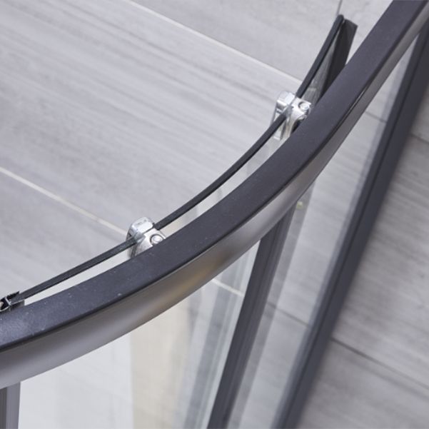 Neo-round Double Sliding Shower Enclosure Black Frame Shower Kit Clearhalo 'Bathroom Remodel & Bathroom Fixtures' 'Home Improvement' 'home_improvement' 'home_improvement_shower_stalls_enclosures' 'Shower Stalls & Enclosures' 'shower_stalls_enclosures' 'Showers & Bathtubs' 1200x1200_e21f89ab-5226-4ae2-985a-162b92971524