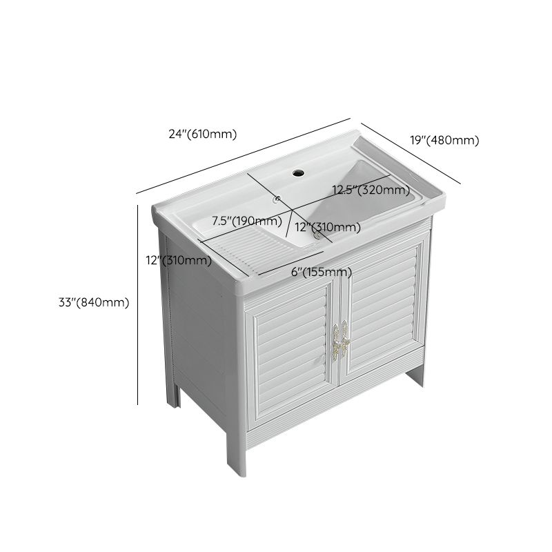 Metal Frame Vanity White Freestanding Rectangular Single Sink Glam Bath Vanity with Doors Clearhalo 'Bathroom Remodel & Bathroom Fixtures' 'Bathroom Vanities' 'bathroom_vanities' 'Home Improvement' 'home_improvement' 'home_improvement_bathroom_vanities' 1200x1200_e2203256-c671-4c7e-8918-a061408ec758