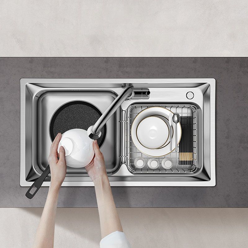 Stainless Steel Kitchen Sink Double Basin Rectangle Sink with Drain Assembly Clearhalo 'Home Improvement' 'home_improvement' 'home_improvement_kitchen_sinks' 'Kitchen Remodel & Kitchen Fixtures' 'Kitchen Sinks & Faucet Components' 'Kitchen Sinks' 'kitchen_sinks' 1200x1200_e23a9819-3c92-489c-b8aa-74792e4754b6