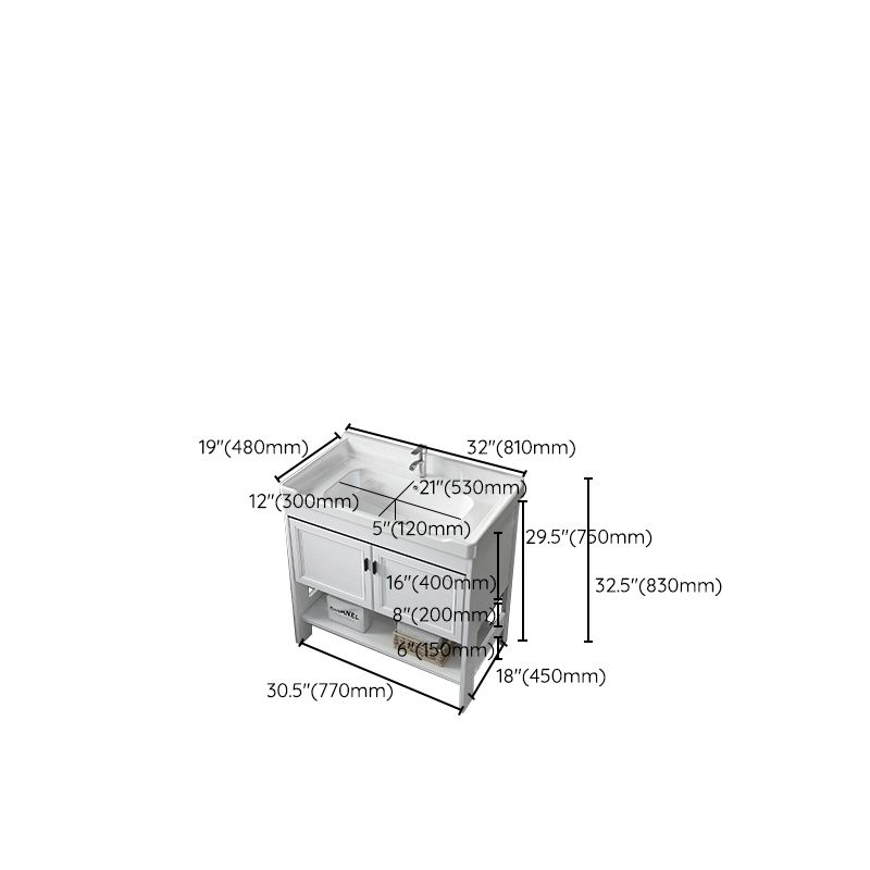 Bathroom Sink Vanity Drawers Doors Mirror Shelf Storage Vanity with Faucet Clearhalo 'Bathroom Remodel & Bathroom Fixtures' 'Bathroom Vanities' 'bathroom_vanities' 'Home Improvement' 'home_improvement' 'home_improvement_bathroom_vanities' 1200x1200_e2528e26-4459-407e-a539-1dc9e0cc3977