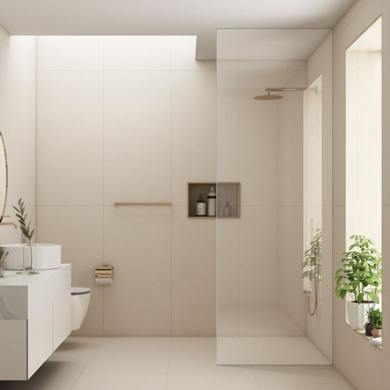 Frameless Glass Partition Bathroom Screen, Minimalist Bathroom Half Partition Glass Panel Clearhalo 'Bathroom Remodel & Bathroom Fixtures' 'Home Improvement' 'home_improvement' 'home_improvement_shower_tub_doors' 'Shower and Tub Doors' 'shower_tub_doors' 'Showers & Bathtubs' 1200x1200_e26e7c4d-b6f8-44dd-a3eb-9c5fd8268b0c