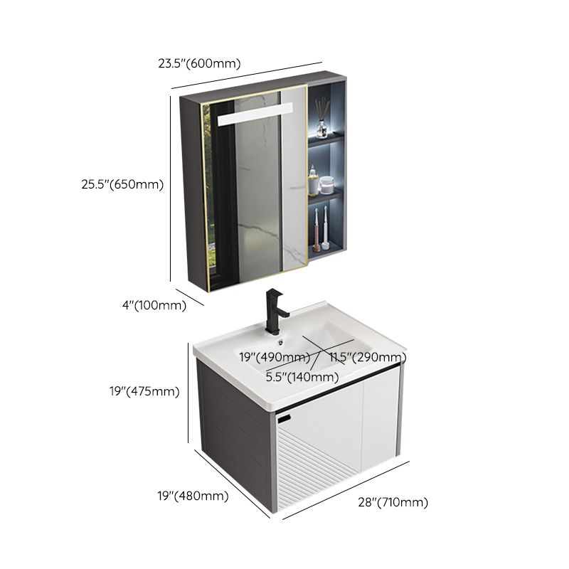 Modern Sink Vanity Set Wall Mounted Rectangular Sink Drawers Vanity Set Clearhalo 'Bathroom Remodel & Bathroom Fixtures' 'Bathroom Vanities' 'bathroom_vanities' 'Home Improvement' 'home_improvement' 'home_improvement_bathroom_vanities' 1200x1200_e2814c0f-d188-4d1b-8595-b01b2b99a7da