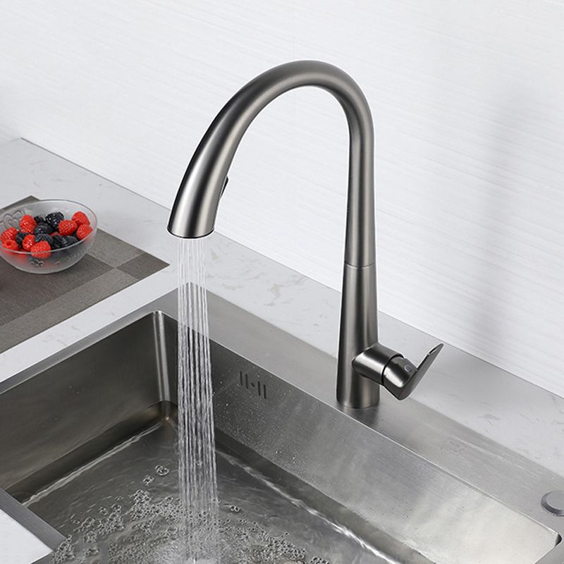 Modern Style Kitchen Faucet 304 Stainless Steel Single Handle Gooseneck Kitchen Faucet Clearhalo 'Home Improvement' 'home_improvement' 'home_improvement_kitchen_faucets' 'Kitchen Faucets' 'Kitchen Remodel & Kitchen Fixtures' 'Kitchen Sinks & Faucet Components' 'kitchen_faucets' 1200x1200_e28d17ad-4e0d-463c-bae0-243c317c5a03