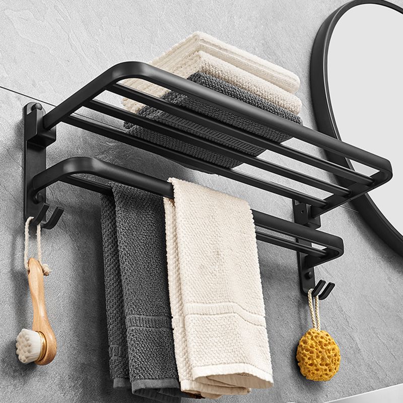 Matte Black 5-Piece Modern Bathroom Accessory Set with Bath Shelf/Tower Bar & Paper Holder Clearhalo 'Bathroom Hardware Sets' 'Bathroom Hardware' 'Bathroom Remodel & Bathroom Fixtures' 'bathroom_hardware_sets' 'Home Improvement' 'home_improvement' 'home_improvement_bathroom_hardware_sets' 1200x1200_e29067df-ef5a-4879-88f3-1aac8c06224d