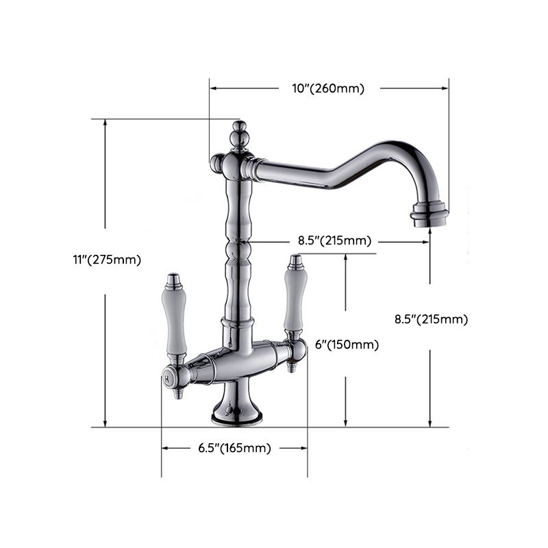 Traditional Kitchen Bar Faucet Double Handle High Arch No Sensor Bar Faucet Clearhalo 'Home Improvement' 'home_improvement' 'home_improvement_kitchen_faucets' 'Kitchen Faucets' 'Kitchen Remodel & Kitchen Fixtures' 'Kitchen Sinks & Faucet Components' 'kitchen_faucets' 1200x1200_e292cd2c-07f9-4fb3-bbc9-2833fd60fe45