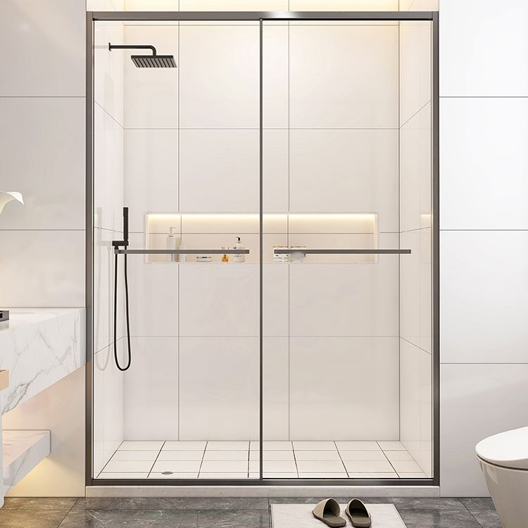 Full Frame Double Sliding Shower Door Clear Glass Shower Screen Clearhalo 'Bathroom Remodel & Bathroom Fixtures' 'Home Improvement' 'home_improvement' 'home_improvement_shower_tub_doors' 'Shower and Tub Doors' 'shower_tub_doors' 'Showers & Bathtubs' 1200x1200_e2aa30be-4bc2-4858-8976-fb6327840945