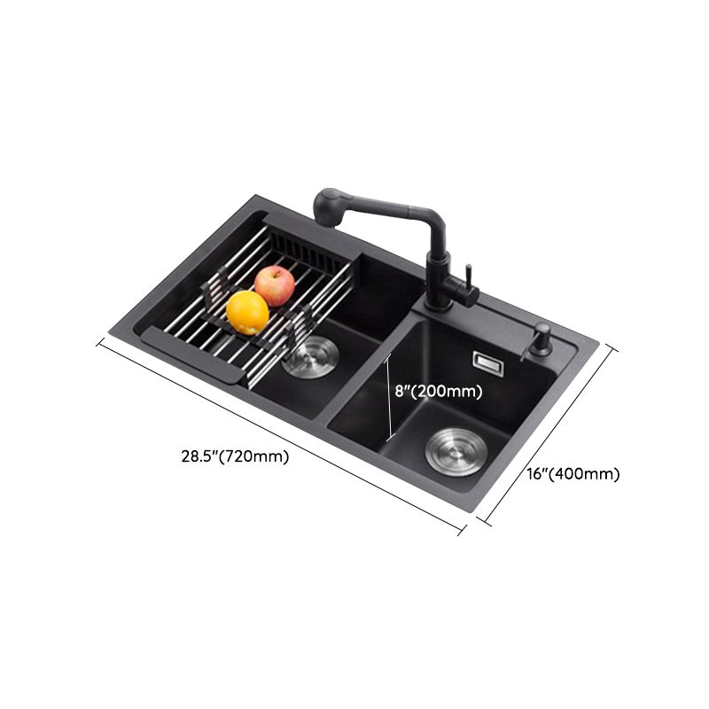 Double Bowl Kitchen Sink Rectangular Quartz Kitchen Sink with Strainer Clearhalo 'Home Improvement' 'home_improvement' 'home_improvement_kitchen_sinks' 'Kitchen Remodel & Kitchen Fixtures' 'Kitchen Sinks & Faucet Components' 'Kitchen Sinks' 'kitchen_sinks' 1200x1200_e2b1c34a-7af8-44b9-915b-3ee26789043a